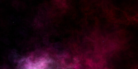 Mystical cosmic nebula with deep purple and red hues in space
