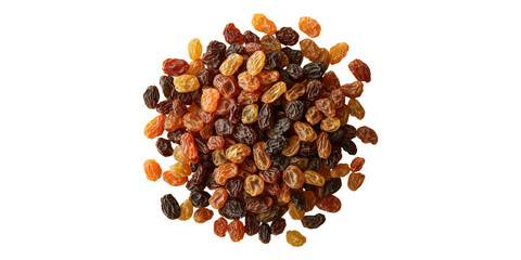 Obraz premium Raisins cluster spread isolated on transparent background