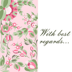 Happy Birthday. Greeting card with  decorative composition in the form of a flower.