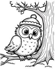 Obraz premium Winter Owl Perched on Tree Branch