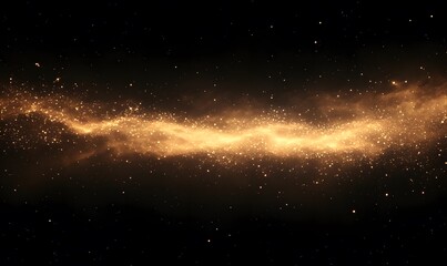 Obraz premium Golden Cosmic Stream of Stars and Dust Across a Deep Black Sky in the Universe