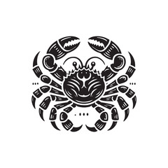 Black Color Crab silhouette design Vector Illustration, Solid White Background (10).eps