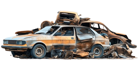 Car Junk Pile Isolated on white background as transparent, PNG
