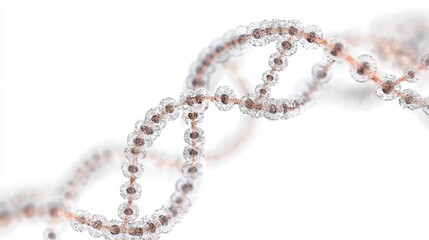 A detailed view of DNA strands against a clean, white background, Scientific style