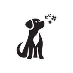 Black Color Dog silhouette design Vector Illustration, Solid White Background (11).eps