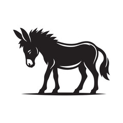 Black Color Donkey silhouette design Vector Illustration, Solid White Background (10).eps