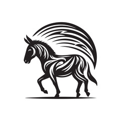 Black Color Donkey silhouette design Vector Illustration, Solid White Background (11).eps