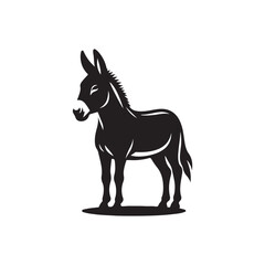 Black Color Donkey silhouette design Vector Illustration, Solid White Background (12).eps