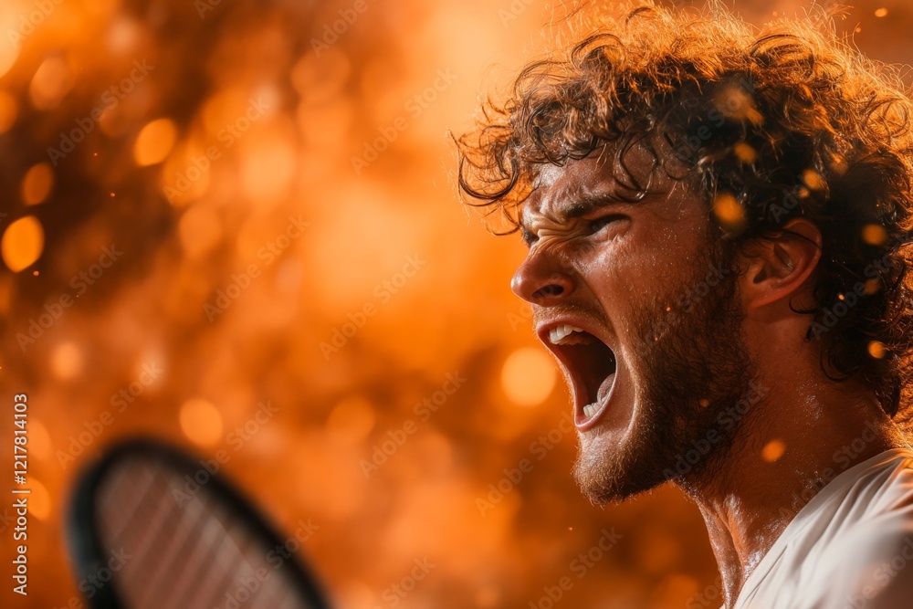 Poster a close-up of a player angry expression during a heated argument in a sports match, their face inten