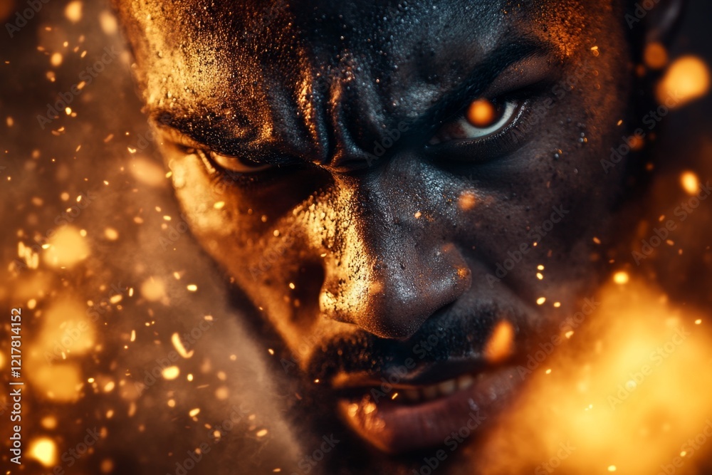 Poster a close-up of a player angry expression during a heated argument in a sports match, their face inten