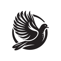 Black Color Dove silhouette design Vector Illustration, Solid White Background (3).eps