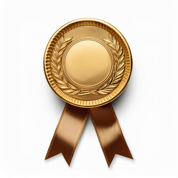 Una medalla de oro con una cinta roja