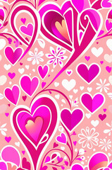 ロマンチックなシームレスパターン, バレンタインデー用, ギフトラッピング, デジタルアート, ウェディングデザイン, カード作成, ファッションプリント, 壁紙デザイン, 装飾アイテム, パーティーデコレーション, テキスタイルパターン.







