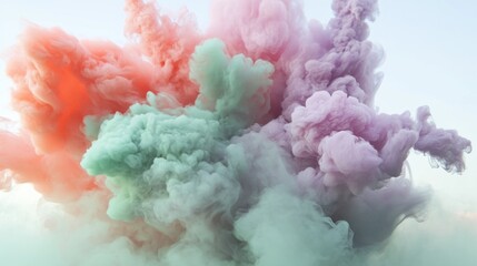 Fototapeta premium Colorful Smoke Plumes Forming Abstract Shapes Against A Bright Background Scene
