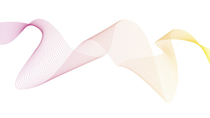 Vector curvy abstract line art wavy flowing dynamic yellow pink white background in concept music or sound, wave, wind, information flow	