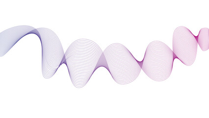 Vector curvy abstract line art wavy flowing dynamic purple and pink white background in concept music or sound, wave, wind, information flow	