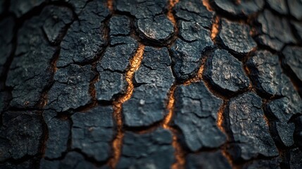 Cracked surface texture showing orange light creating dramatic effect