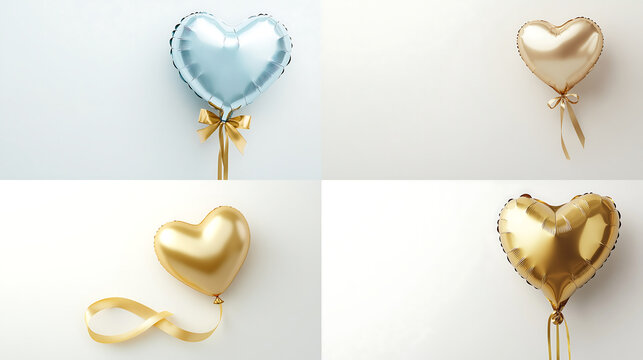 A heart-shaped balloon with a gold ribbon, isolated on white background in HD .-# Create, explore, and organize on [midjourney.com](<https