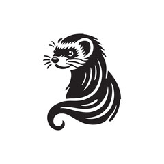 Black Color Ferret silhouette design Vector Illustration, Solid White Background (8).eps