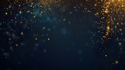 Mesmerizing Dark Blue and Gold Particle Background with Shimmering Effects