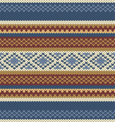 Geometric detail knitting pattern. Traditional native American in warming color tone.  Knitted style design vector for fabric printing.