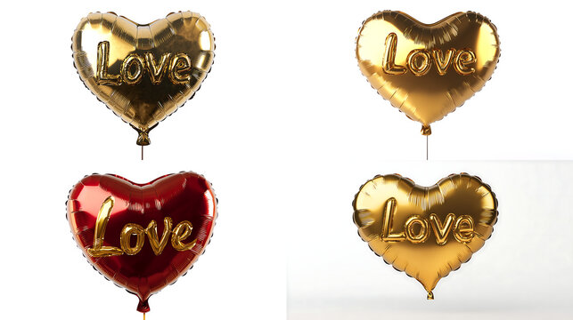 A heart-shaped balloon with a gold "Love" text, isolated on white background in HD .-# Create, explore, and organize on [midjourney.com](<https