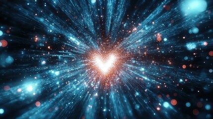 Fototapeta premium A pulsating heart made of light beams symbolizing the vibrant energy of new businesses and their role as the life of the economy.