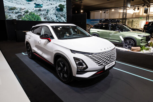 Chery Omoda C5 (2024) electric compact crossover SUV car at the Brussels Motor Show. Brussels, Belgium - January 10, 2025.