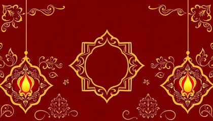 Elegant Red Gold Festive Ornamental Design Background