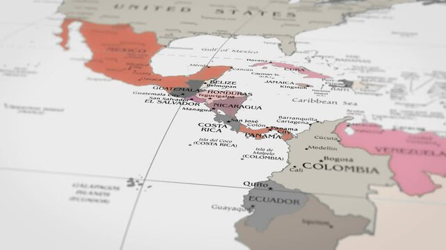 Map The camera rotating around Panama on the world map takes the focus. 4K Map Animation.