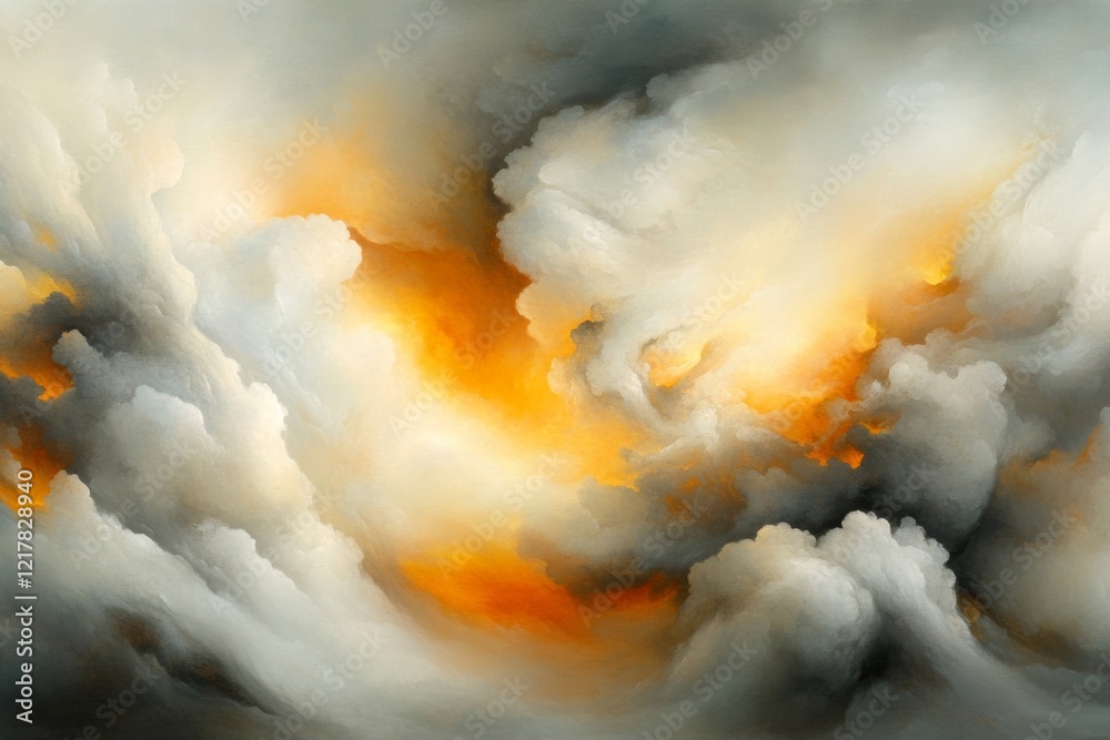 Aufkleber A stylized depiction of a cloudy sky with a small patch of light breaking through, rendered in soft pastel tones