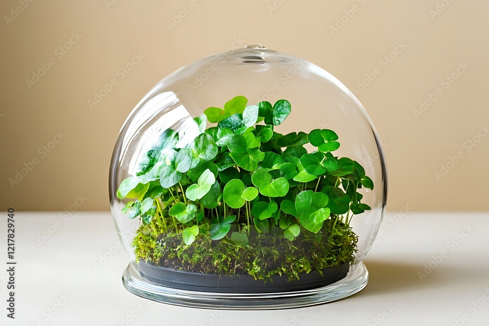 Wall mural Enchanted Glass Terrarium with Tiny Plants