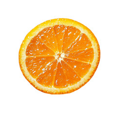 Fresh orange slice with a water droplet, isolated on a clean transparent background capturing natural freshness, Orange slice with drop of water isolated on transparent background