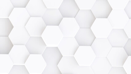 Fototapeta premium White hexagons geometric background, minimal honeycomb pattern wallpaper.
