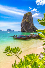 Boat at Phra Nang Beach in  Thailand
