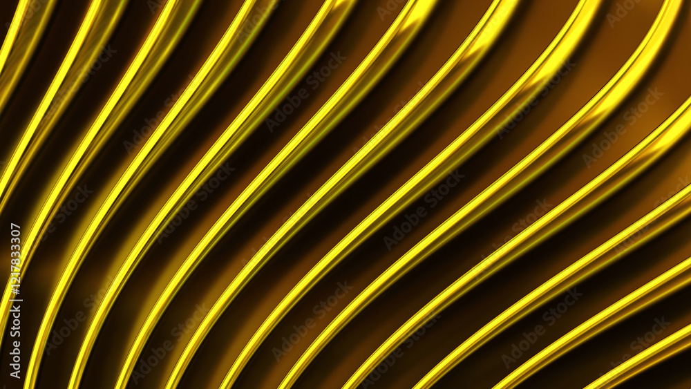 Poster gold striped pattern background, wavy lines design, abstract minimal metallic background for busines