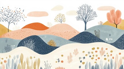 Serene Fairytale Landscape with Soft Color Palette