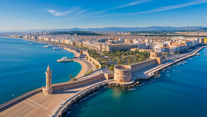 Obraz premium stunning panorama of the city of Alicante Spain, sunny summer day, beautiful