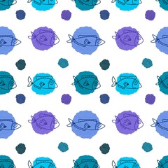 Ocean seamless fish pattern for wrapping paper and fabrics and linens