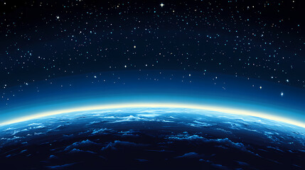 Fototapeta premium Nebula horizon with scattered starlight. Stellar Horizon. Illustration