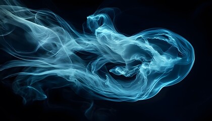 Fototapeta premium Abstract Blue Smoke Swirling in Darkness