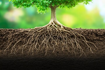 Root system - complex underground structure, enhancing water absorption, plant anatomy, subsoil network, moisture intake, organic growth, soil interaction, hydration process, flora science.