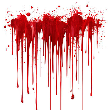A chilling blood splatter creates a horror effect on a stark transparent backdrop, enhancing the unsettling atmosphere, Horror Scene Blood Splatter Stain on transparent background