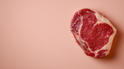 Obraz premium Raw Marbled Beef Steak on Pink Background
