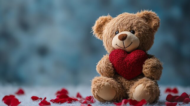 Teddy with heart and petals