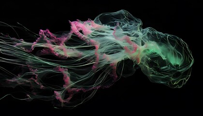 Fototapeta premium Ethereal Jellyfish Illuminated In Dark Waters