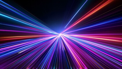 Fototapeta premium Abstract neon light streaks lines motion background