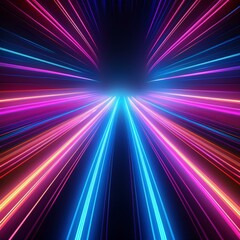 Fototapeta premium Abstract neon light streaks lines motion background