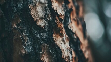 Close-Up of Natural Tree Bark Textures in Soft Light
