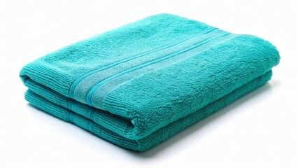 Turquoise Towel on a White Background